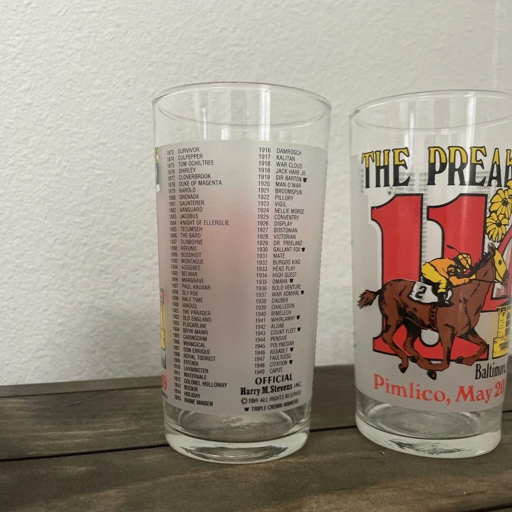 Preakness Stakes Collectible‎ Glass 1989 Pimlico Mint Julep Horse Racing Barware